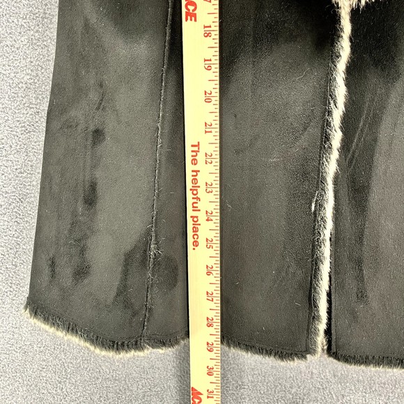 Saks Fifth Avenue Vest Womens Size S/P Black Brown Open Front Faux Fur Suede - Picture 14 of 15